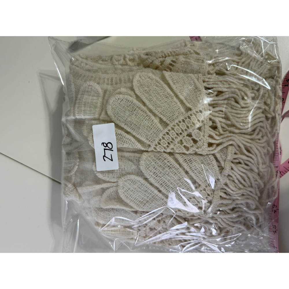 Chicos XL Ivory Lace Mesh Kimono Cardigan Fringe Floral Wrap Boho Summer Layer - Picture 8 of 9